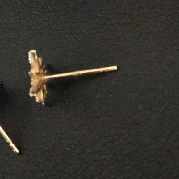 14K Yellow Gold Dainty CZ Star Earrings - Picture 7 of 7